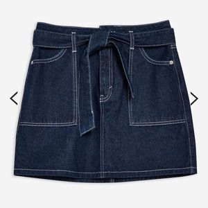 Topshop Utility Belted Denim Skirt